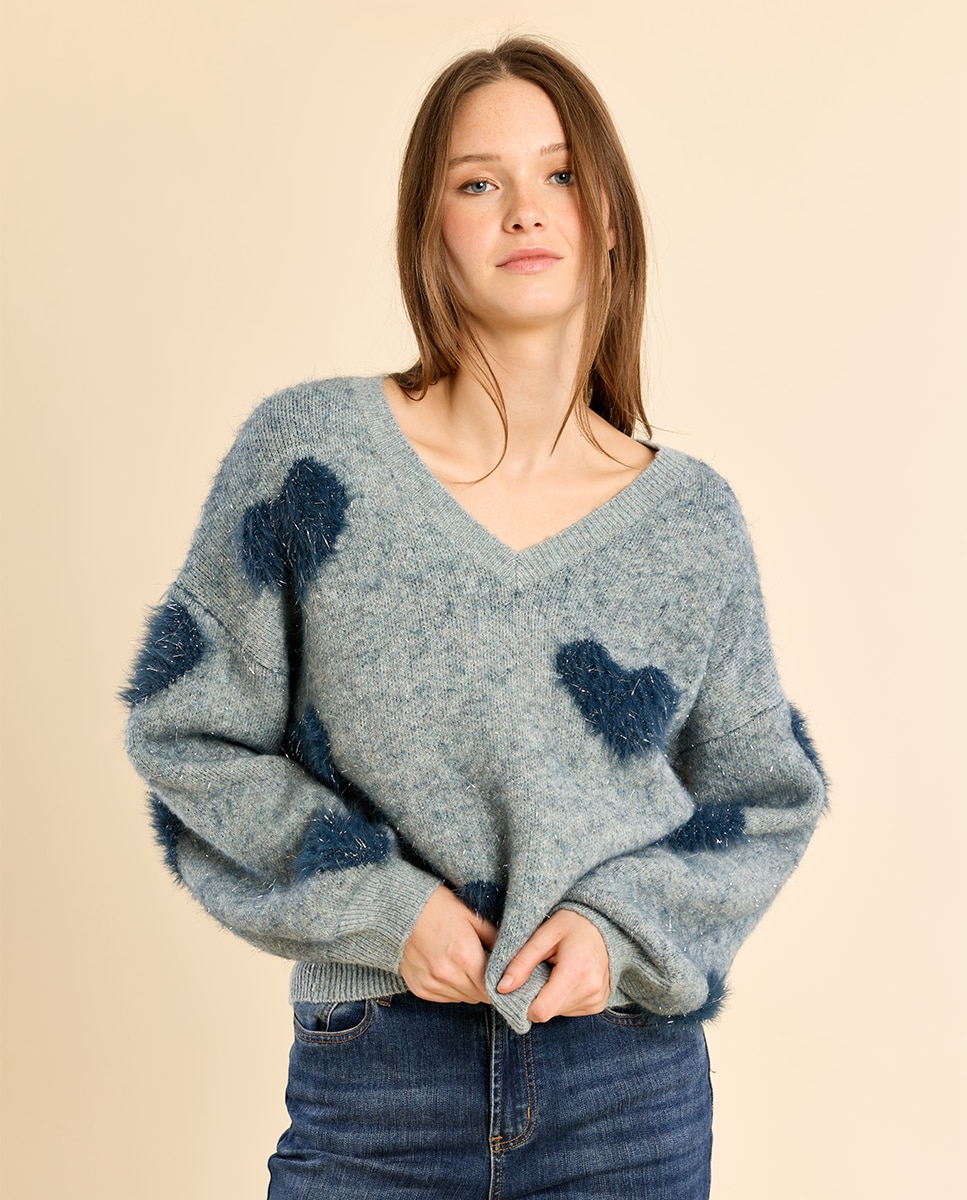 Jersey de mujer de manga larga con estampado - Molly Bracken - Gris Gris-3