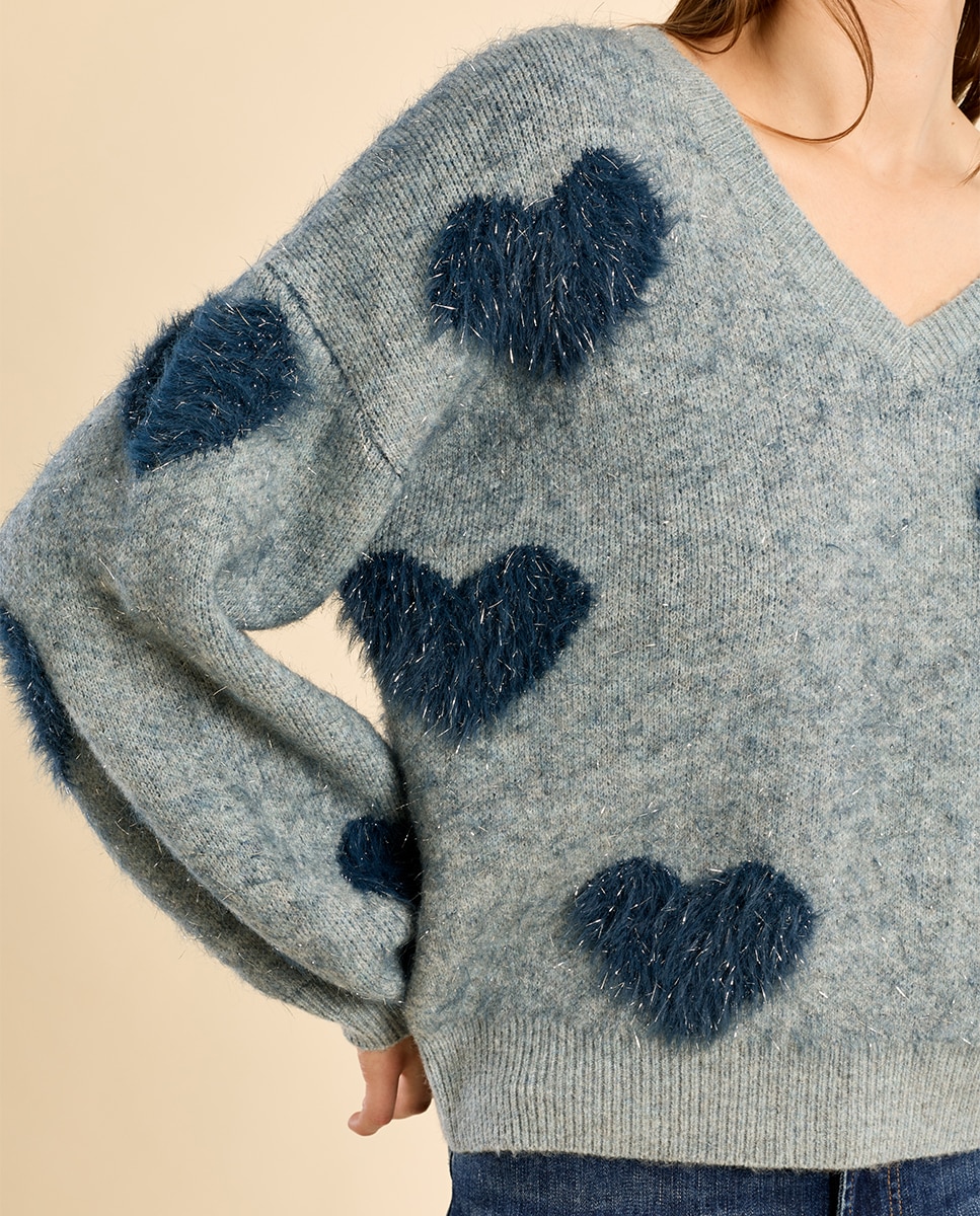 Jersey de mujer de manga larga con estampado - Molly Bracken - Gris Gris-5