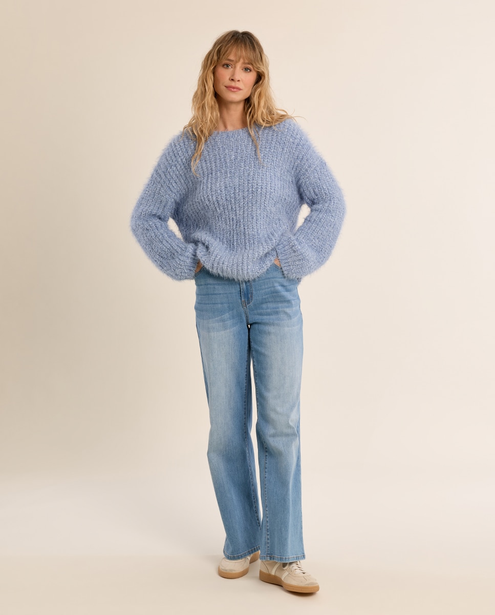 Jersey de mujer de manga larga de punto - Molly Bracken - Azul Azul-1