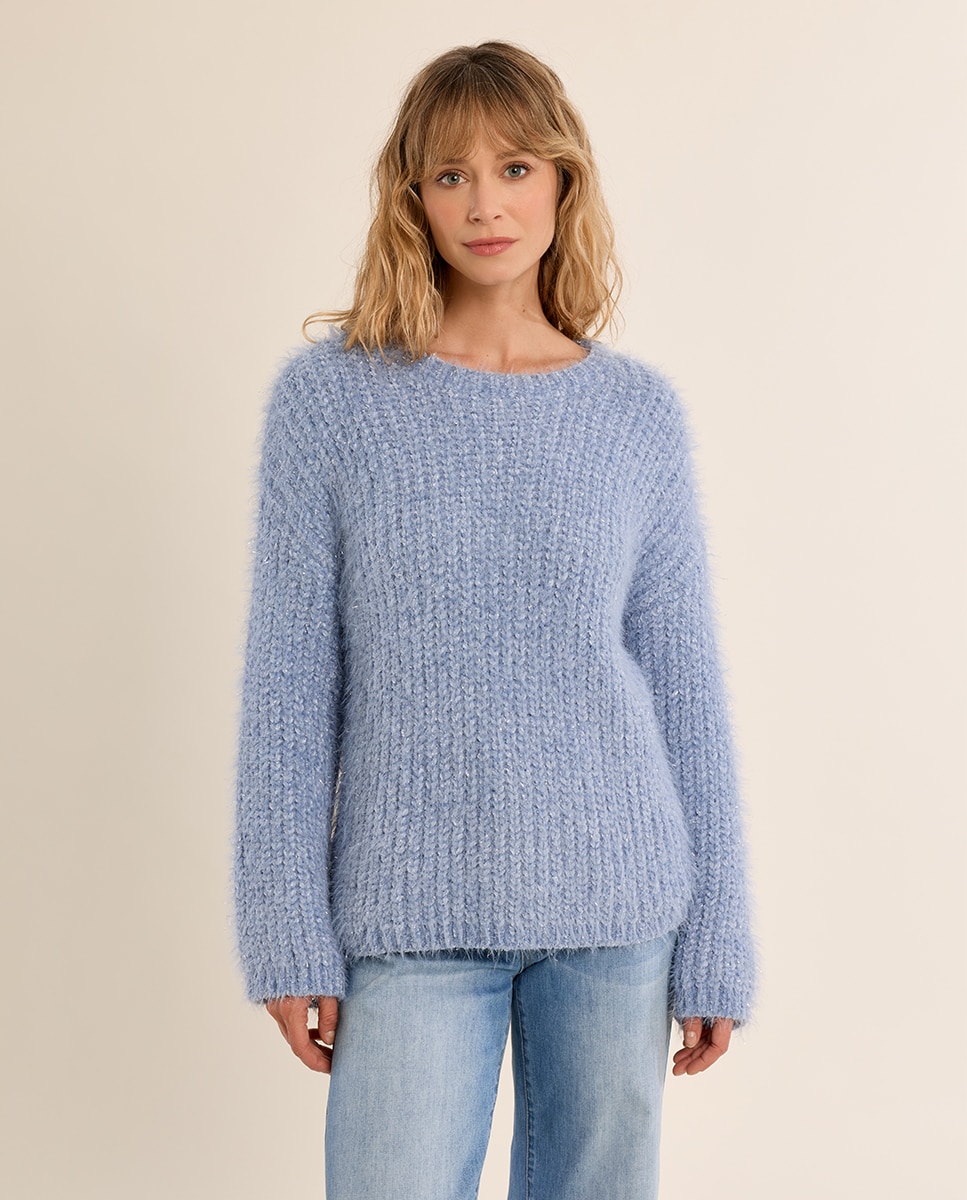 Jersey de mujer de manga larga de punto - Molly Bracken - Azul Azul-2
