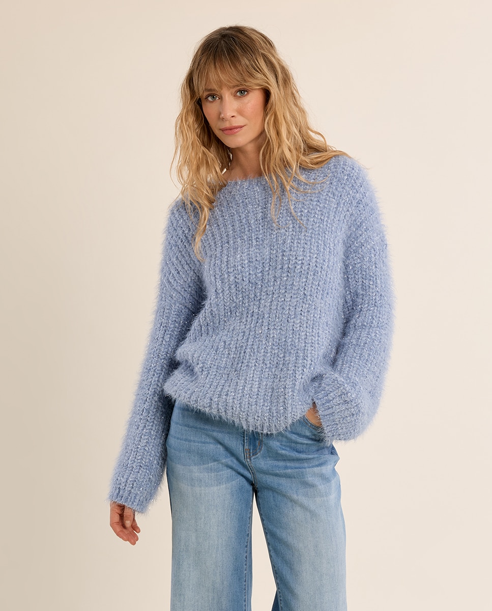 Jersey de mujer de manga larga de punto - Molly Bracken - Azul Azul-3