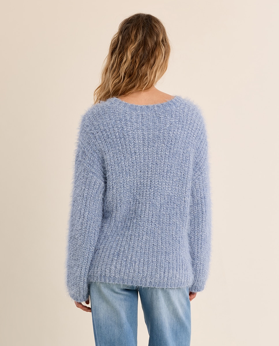 Jersey de mujer de manga larga de punto - Molly Bracken - Azul Azul-4