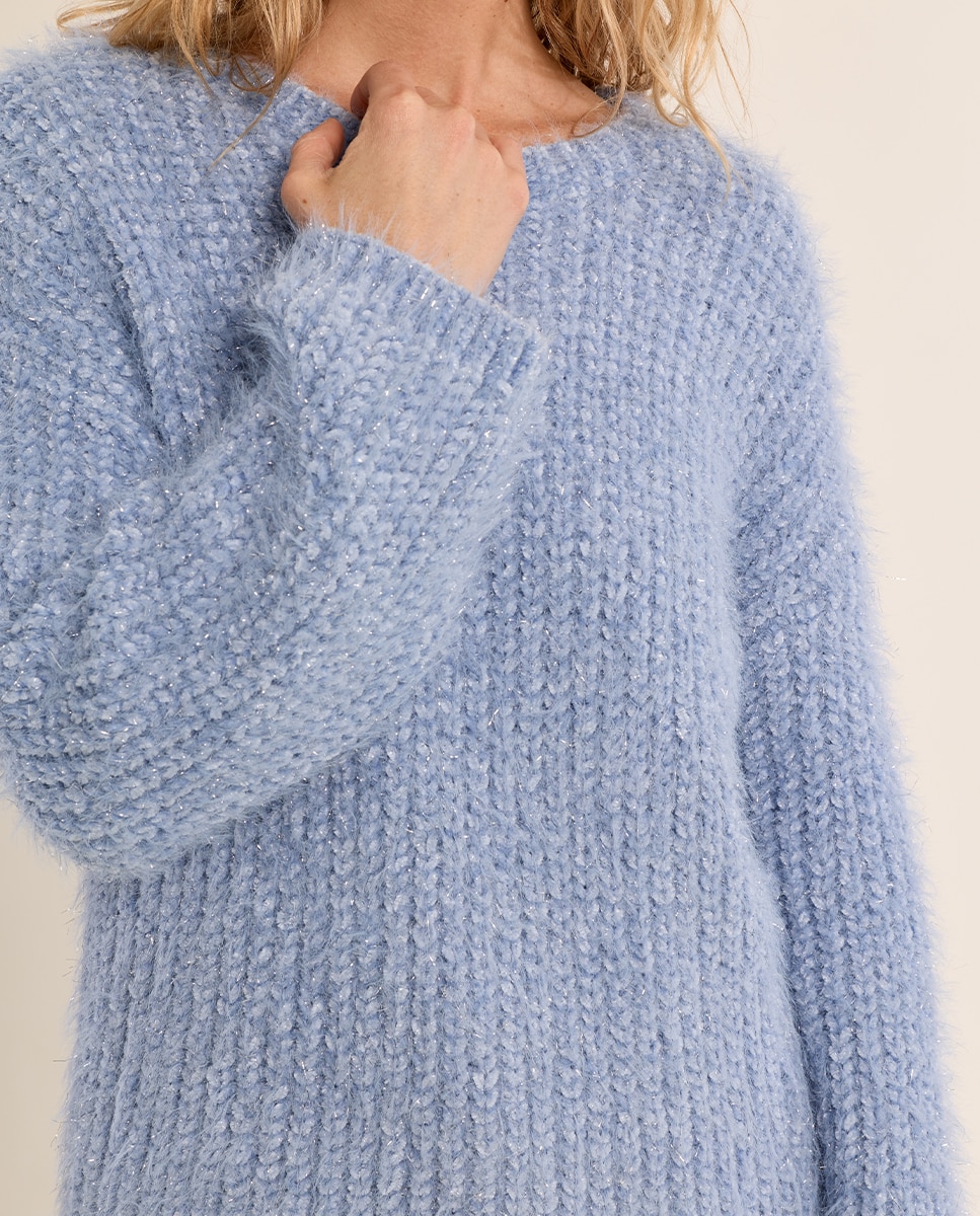 Jersey de mujer de manga larga de punto - Molly Bracken - Azul Azul-5