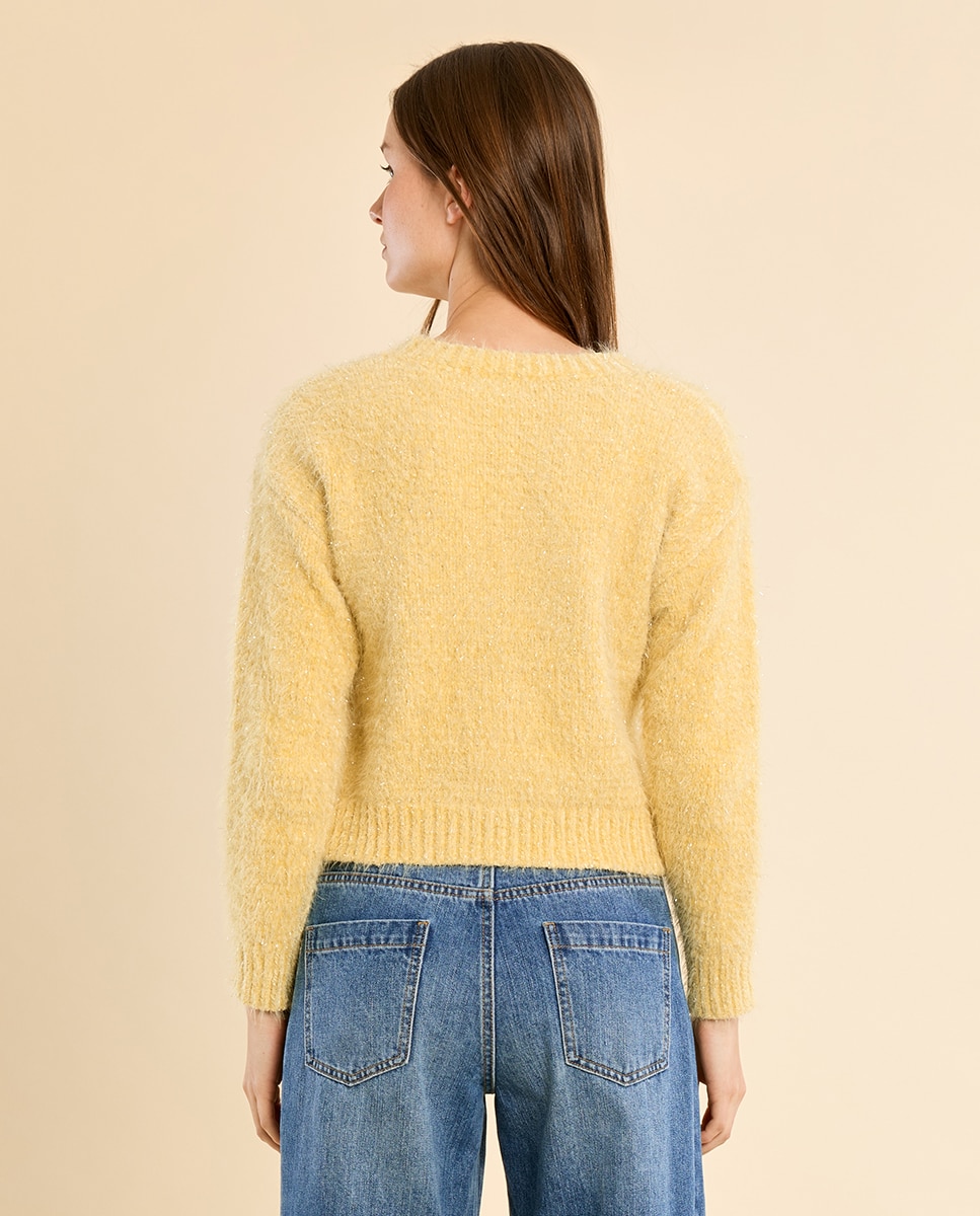 Cárdigan de mujer de manga larga en punto suave - Molly Bracken - Amarillo Amarillo-4