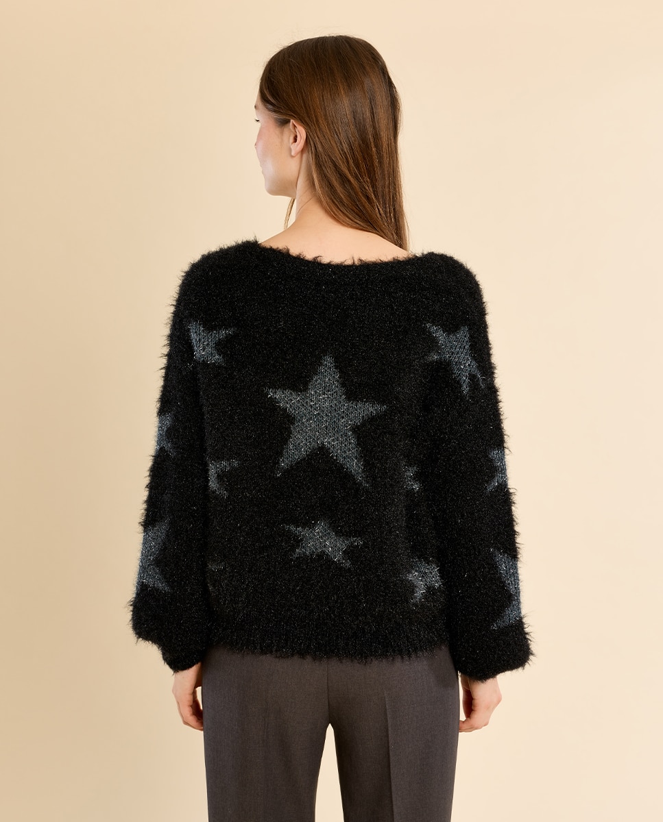 Cárdigan de mujer de manga larga motivo estrellas - Molly Bracken - Negro Negro-4