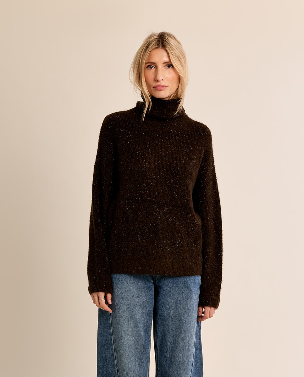 Jersey de mujer de manga larga cuello alto - Molly Bracken - Marrón chocolate Marrón chocolate-2