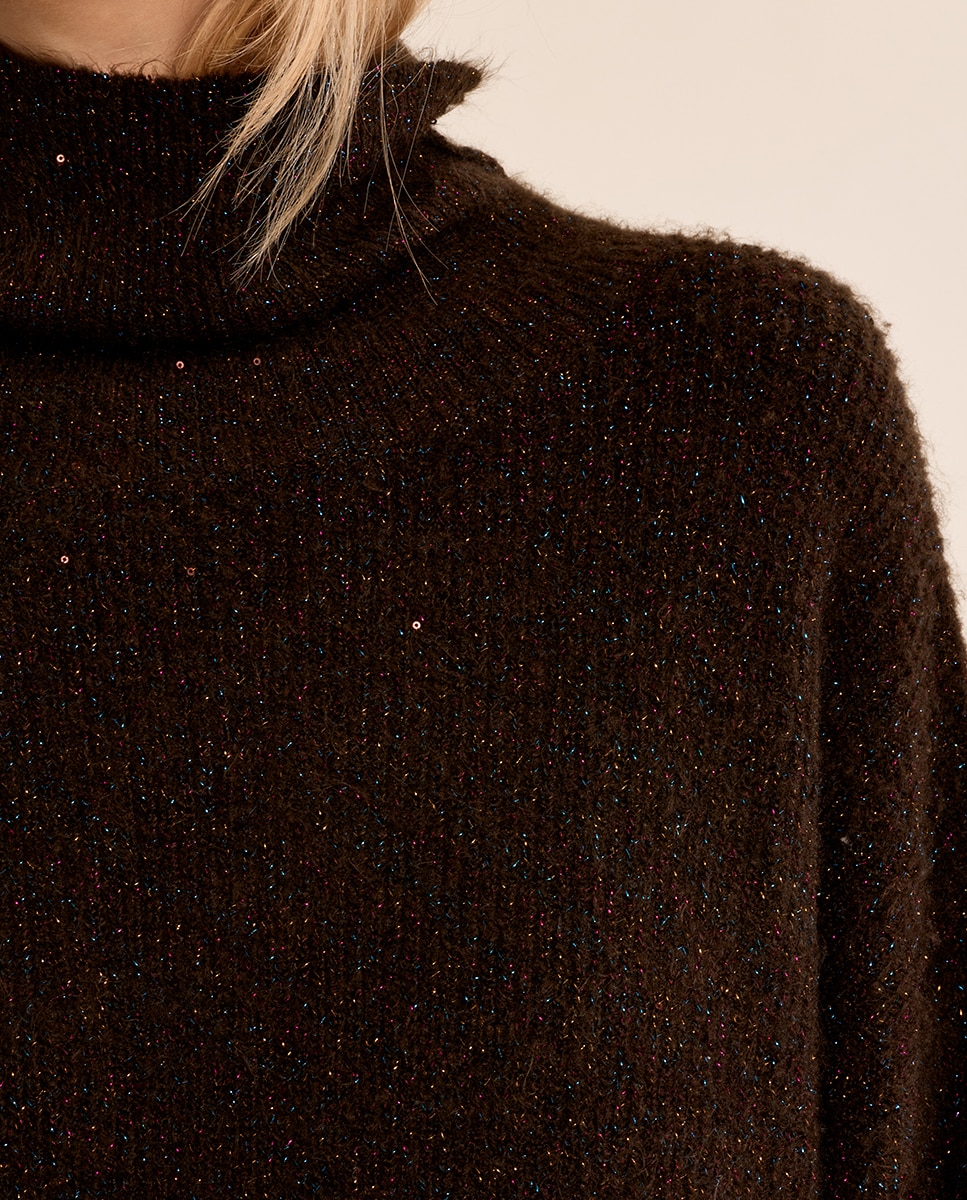 Jersey de mujer de manga larga cuello alto - Molly Bracken - Marrón chocolate Marrón chocolate-5