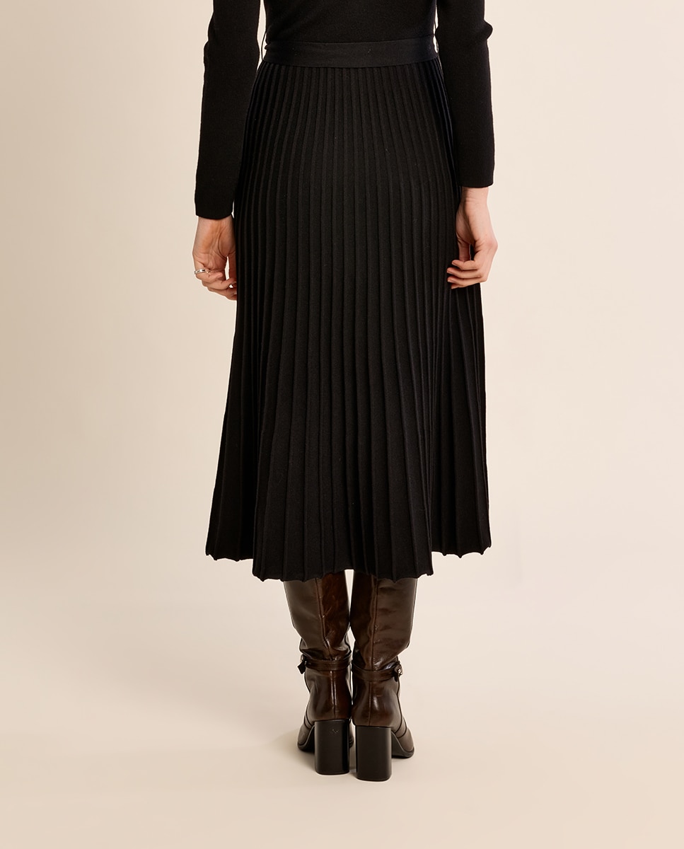 Vestido largo plisado con lazada - Molly Bracken - Negro Negro-4