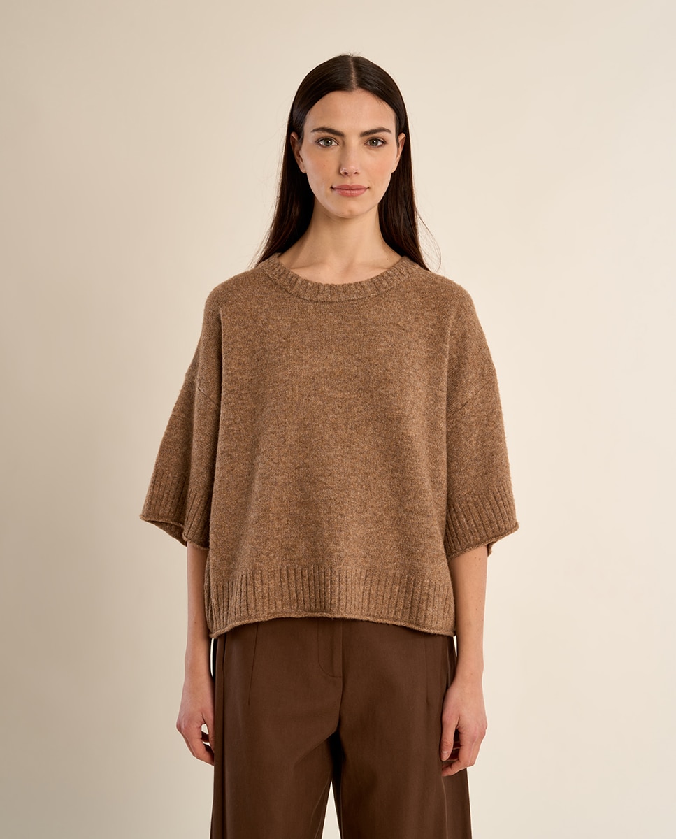 Jersey de mujer de media manga asimétrico - Molly Bracken - Camel Camel-2