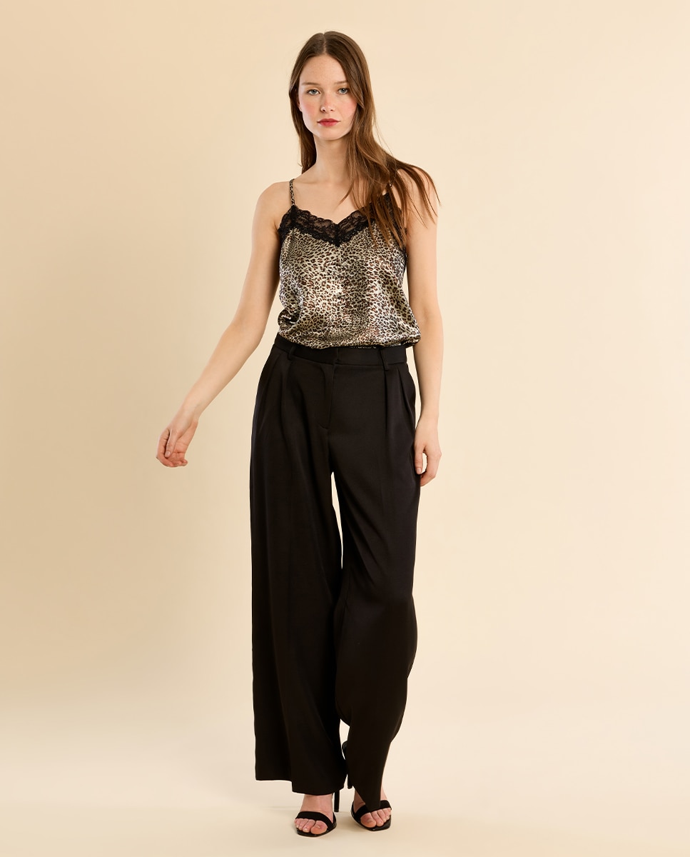 Top de mujer lencero con estampado - Molly Bracken - Negro Negro-1