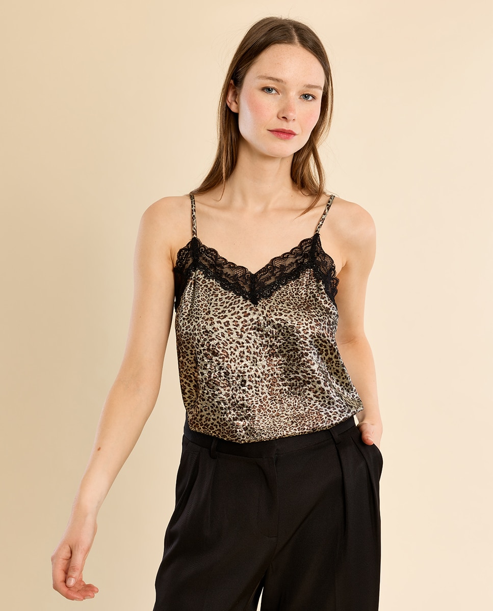 Top de mujer lencero con estampado - Molly Bracken - Negro Negro-3