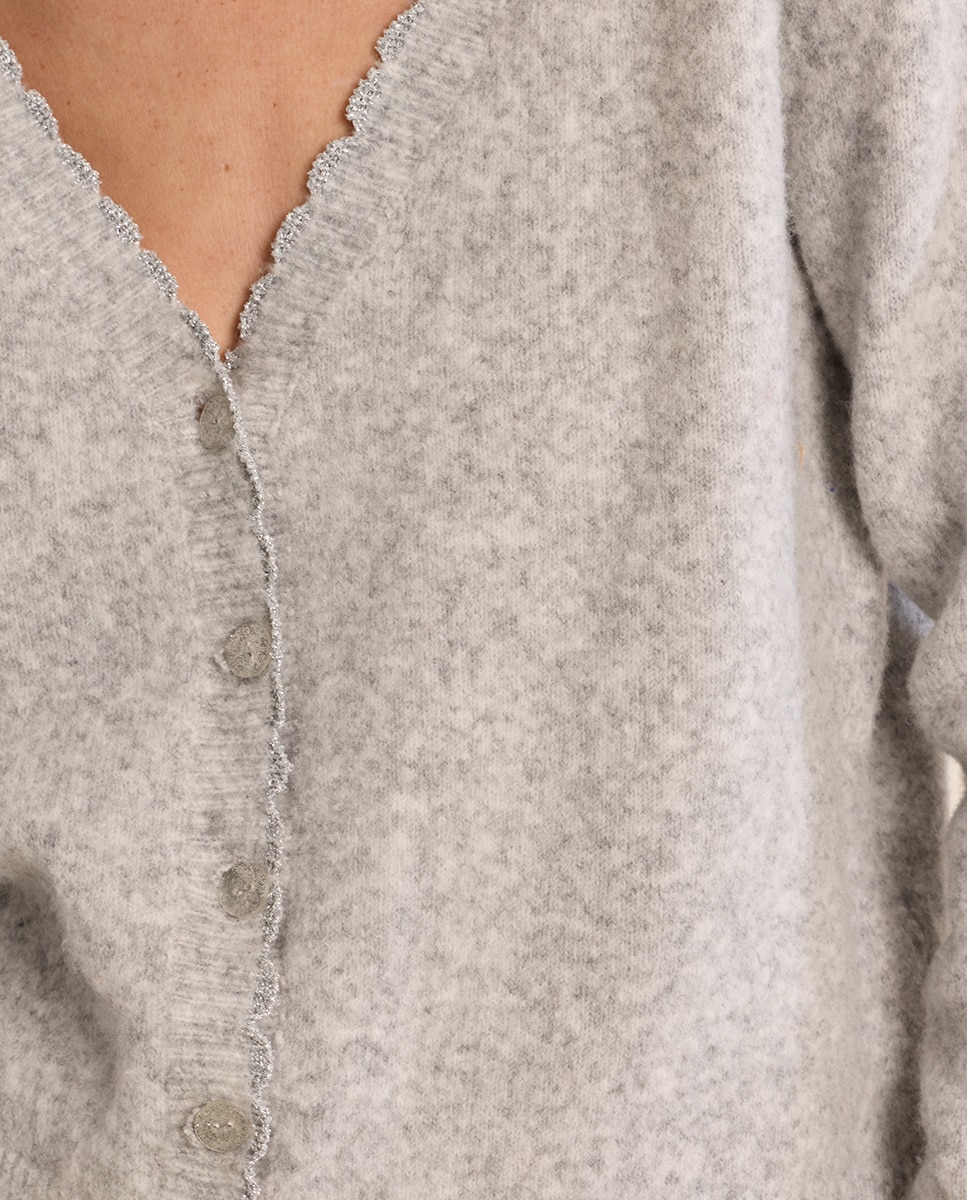 Cárdigan de mujer de manga larga detalle botones - Molly Bracken - Gris Gris-5