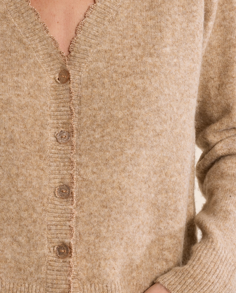 Cárdigan de mujer de manga larga detalle botones - Molly Bracken - Beige Beige-5