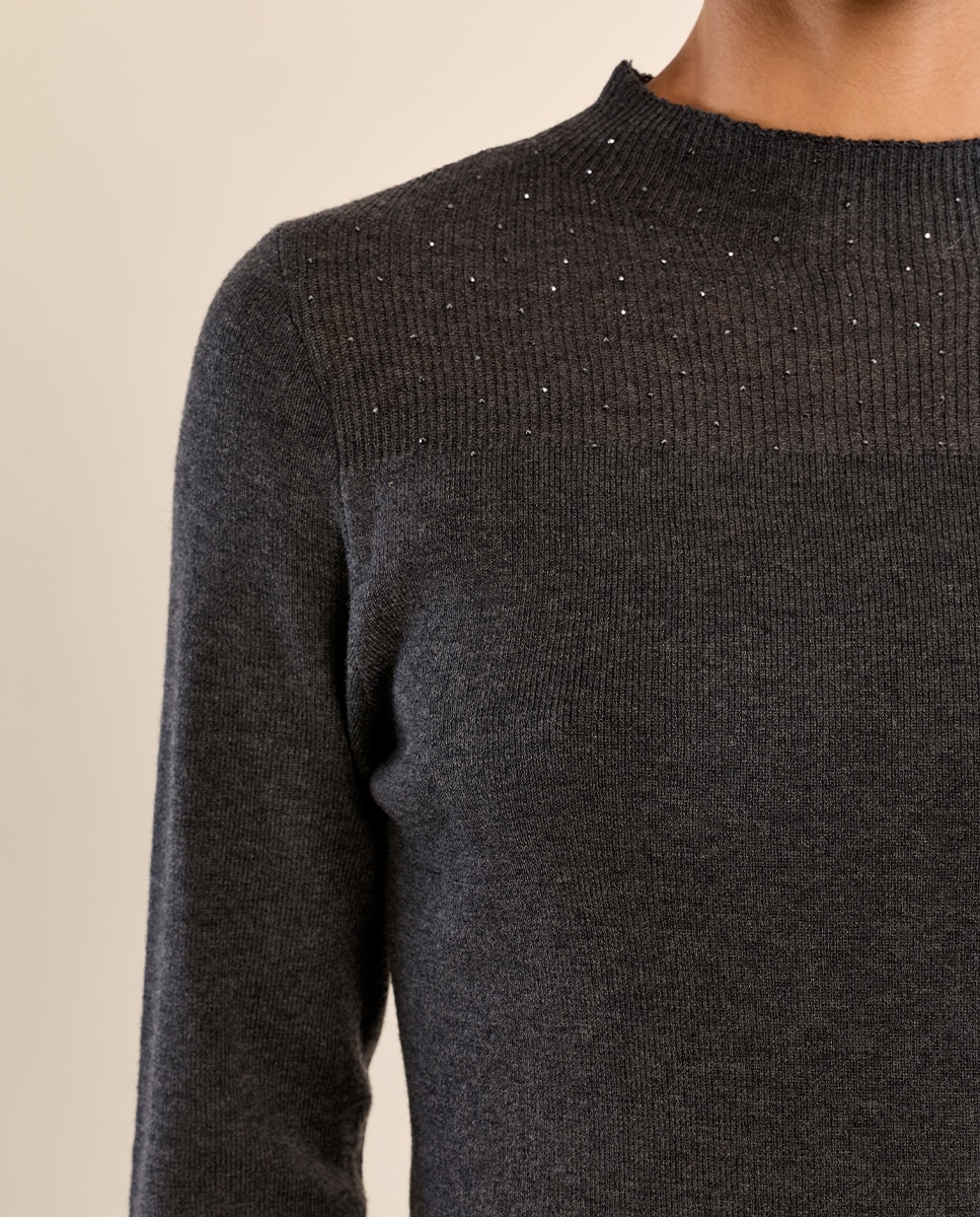 Jersey de manga larga detalle abalorios - Molly Bracken - Gris Gris-5