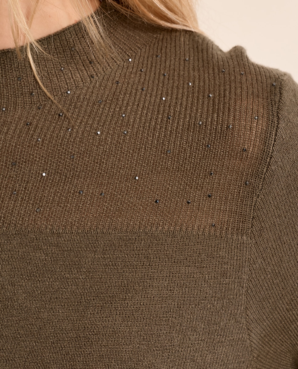 Jersey de manga larga detalle abalorios - Molly Bracken - Kaki Kaki-5