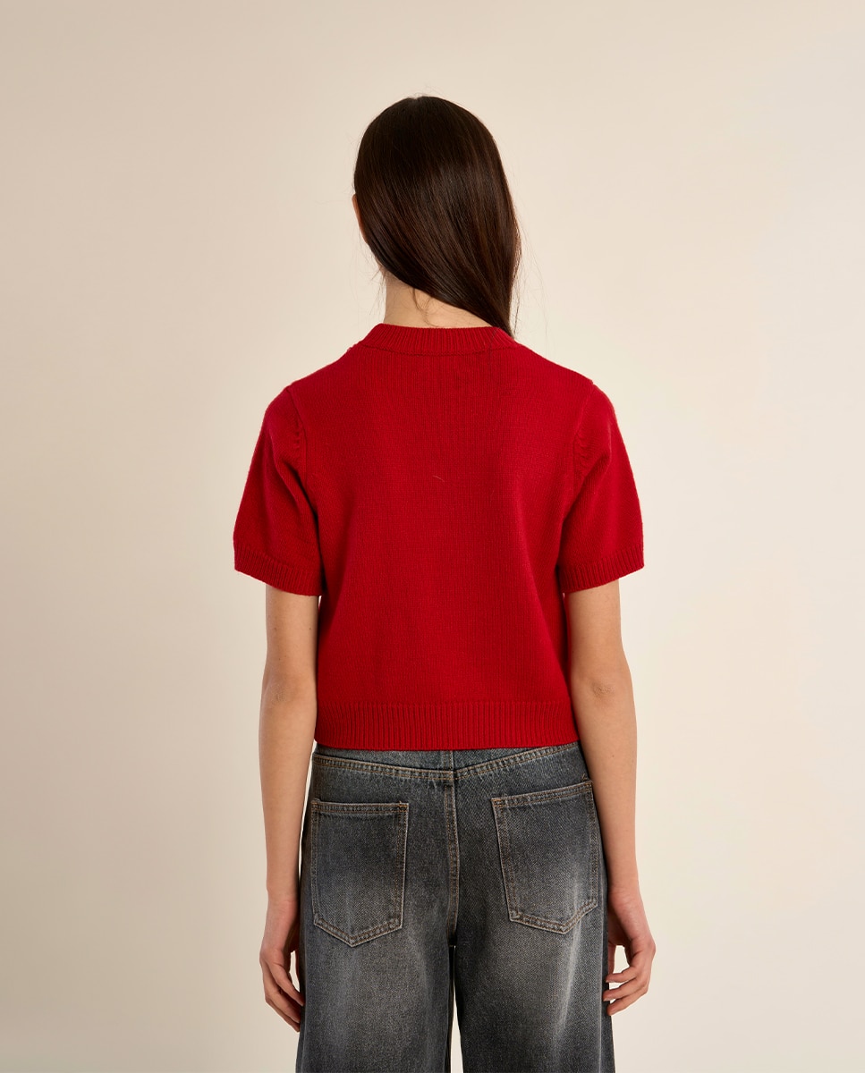 Jersey de mujer de manga corta con estampado - Molly Bracken - Rojo Rojo-4