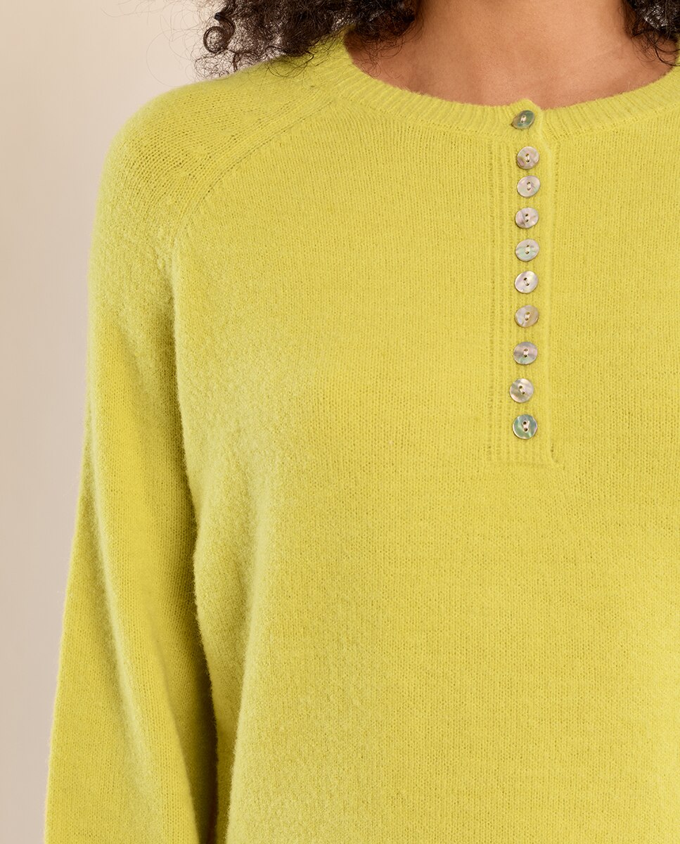 Jersey de mujer de manga larga detalle botones - Molly Bracken - Verde Verde-5