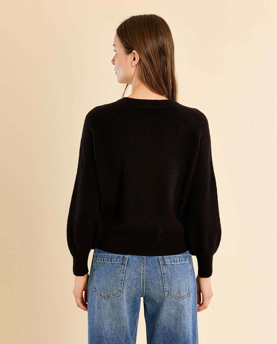 Jersey de mujer de manga larga detalle botones - Molly Bracken - Negro Negro-4