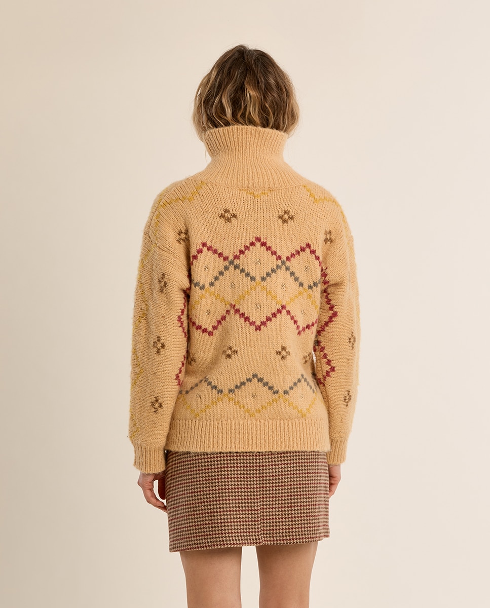 Jersey de mujer de manga larga estampado rombos - Molly Bracken - Amarillo Amarillo-4