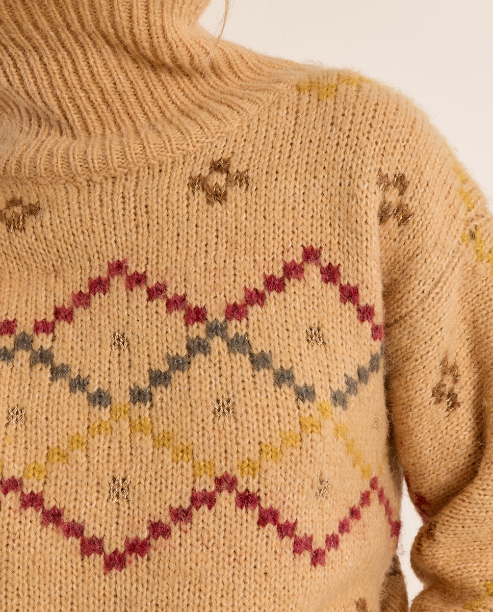 Jersey de mujer de manga larga estampado rombos - Molly Bracken - Amarillo Amarillo-5