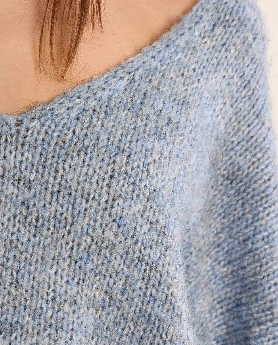 Jersey de mujer de manga larga cuello en v - Molly Bracken - Azul Azul-5