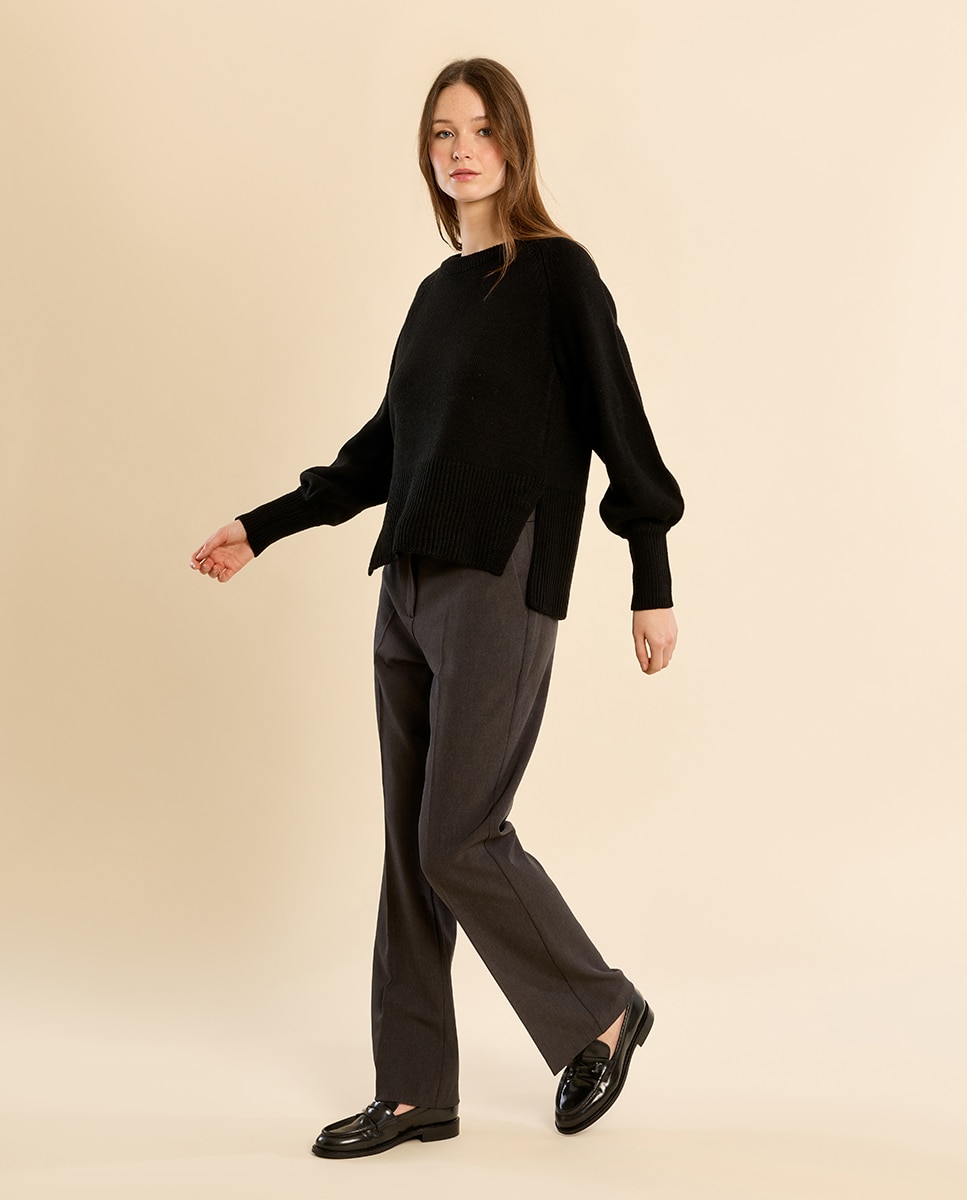 Jersey de mujer de manga larga abullonada - Molly Bracken - Negro Negro-1