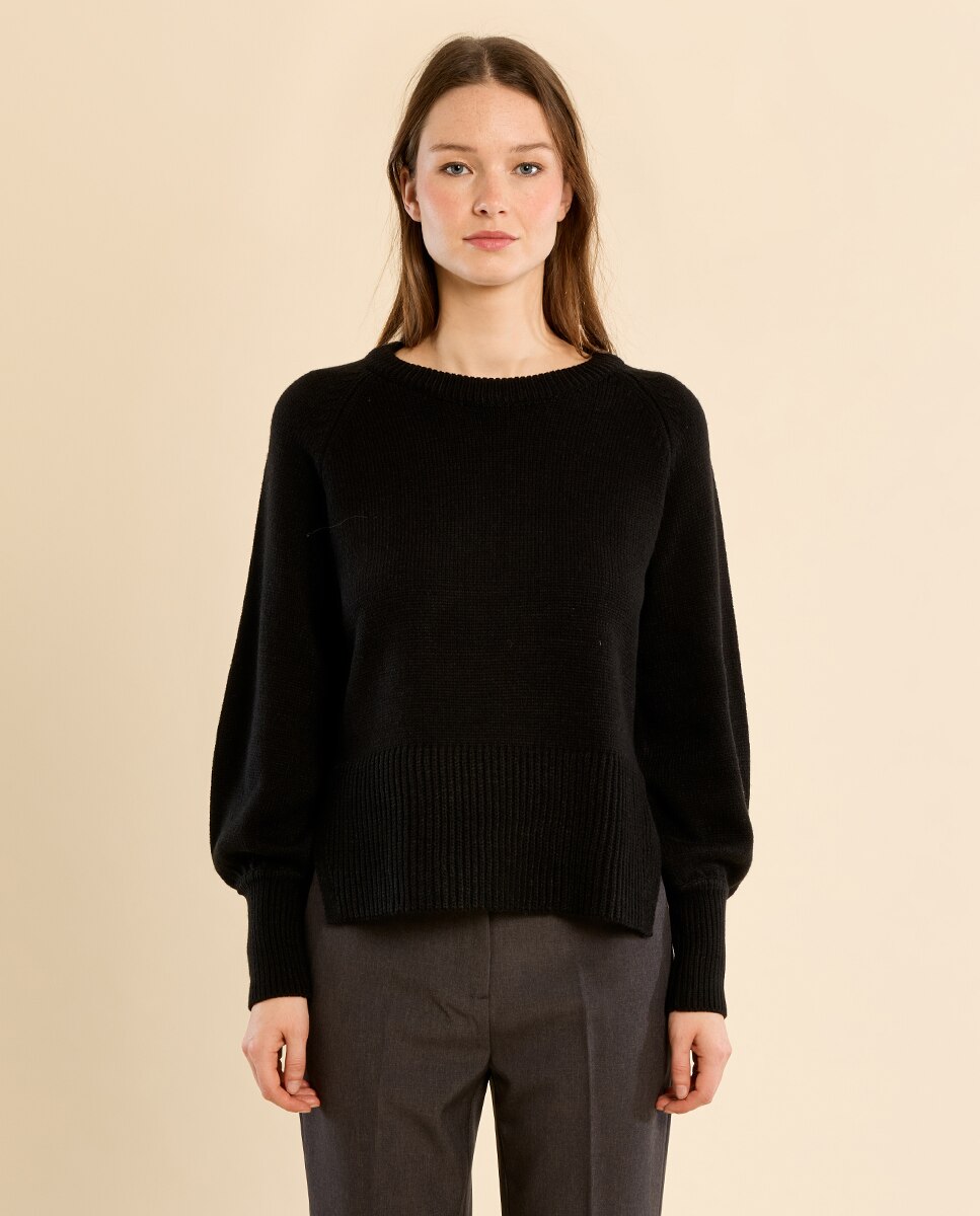 Jersey de mujer de manga larga abullonada - Molly Bracken - Negro Negro-2