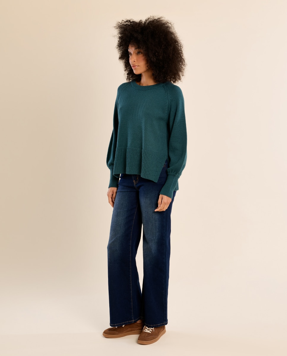 Jersey de mujer de manga larga abullonada - Molly Bracken - Verde azulado Verde azulado-1
