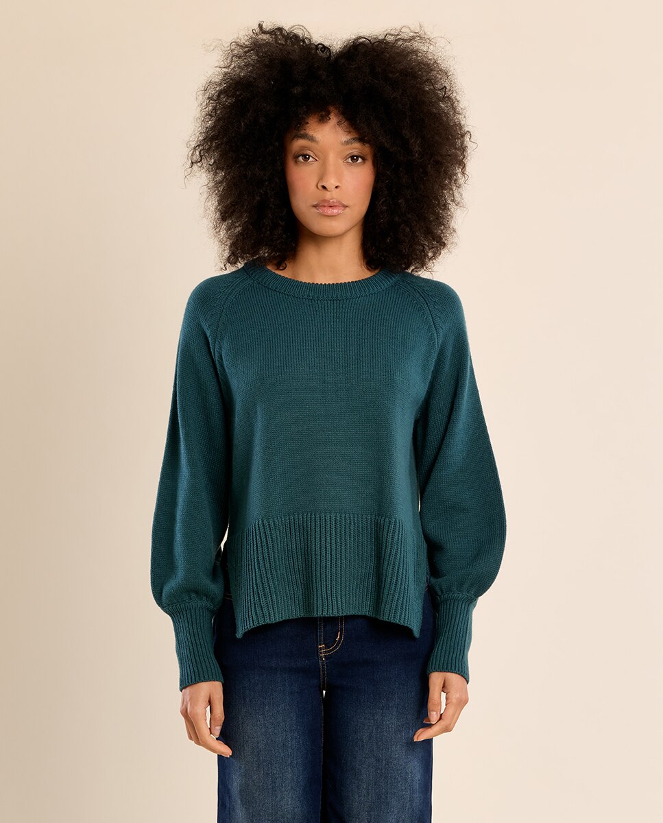Jersey de mujer de manga larga abullonada - Molly Bracken - Verde azulado Verde azulado-2