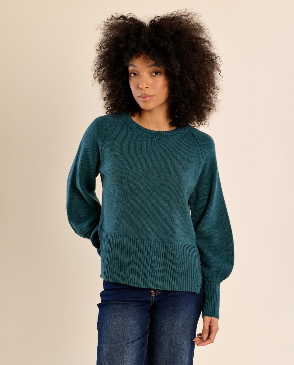 Jersey de mujer de manga larga abullonada - Molly Bracken - Verde azulado Verde azulado-3