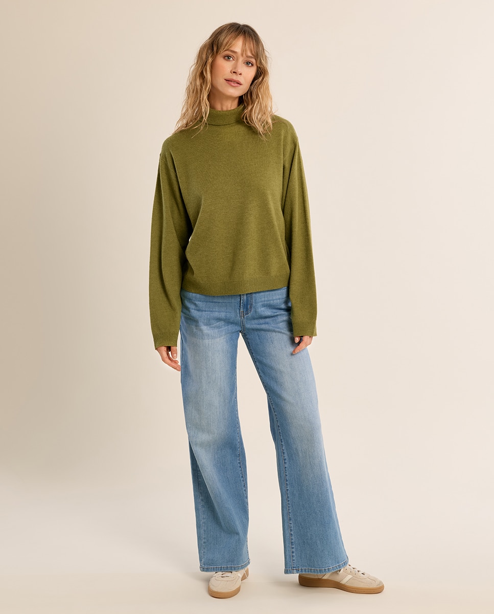 Jersey de mujer de manga larga cuello alto - Molly Bracken - Verde Verde-1