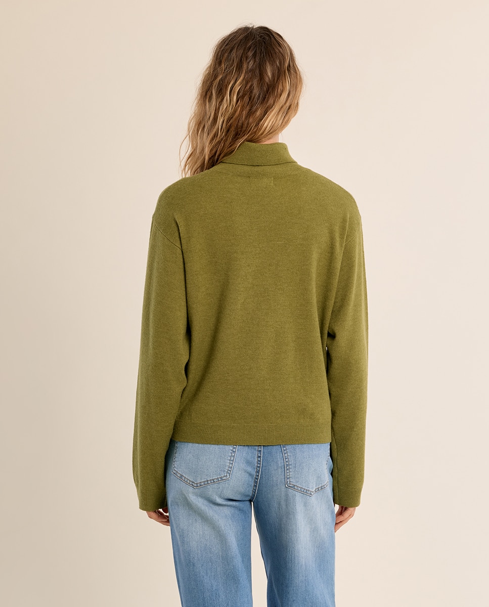 Jersey de mujer de manga larga cuello alto - Molly Bracken - Verde Verde-3