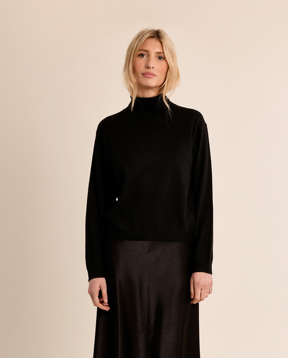 Jersey de mujer de manga larga cuello alto - Molly Bracken - Negro Negro-2