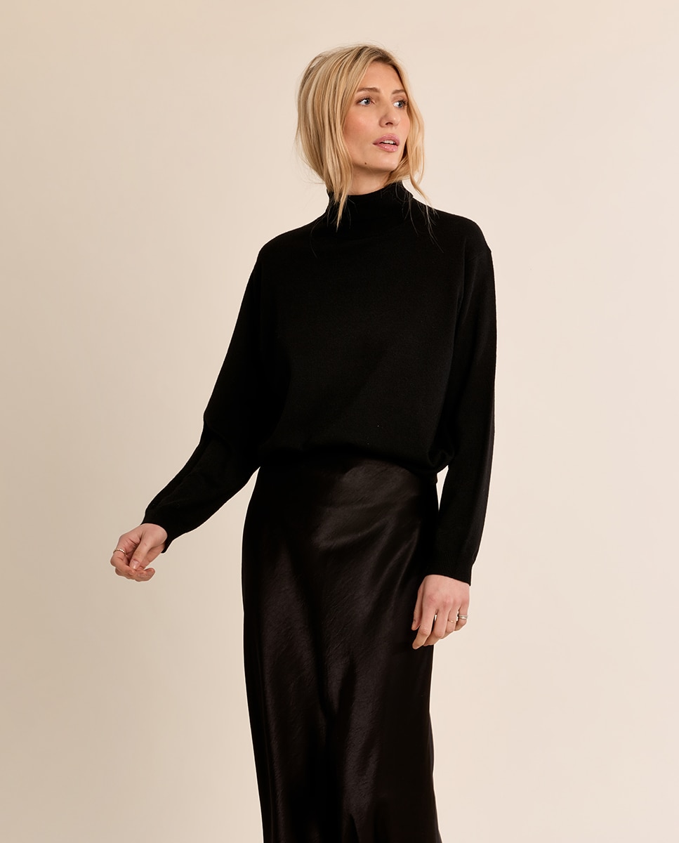 Jersey de mujer de manga larga cuello alto - Molly Bracken - Negro Negro-3