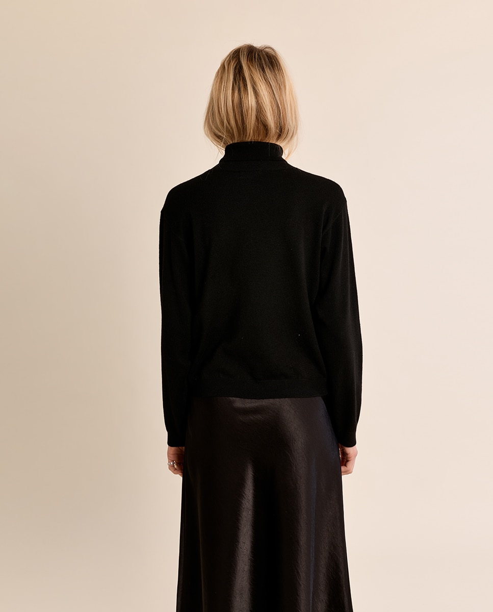 Jersey de mujer de manga larga cuello alto - Molly Bracken - Negro Negro-4