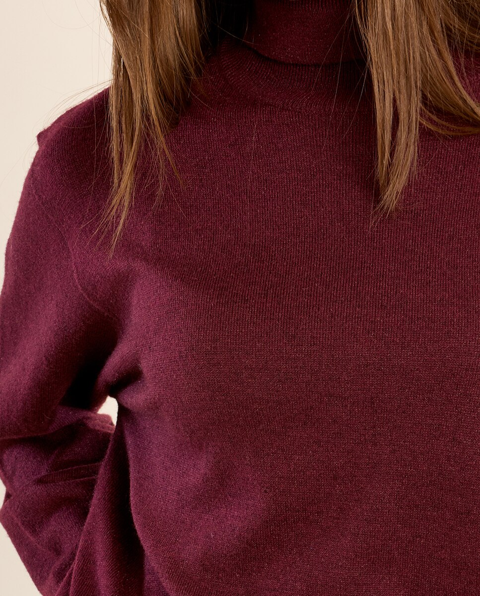 Jersey de mujer de manga larga cuello alto - Molly Bracken - Burdeos Burdeos-5
