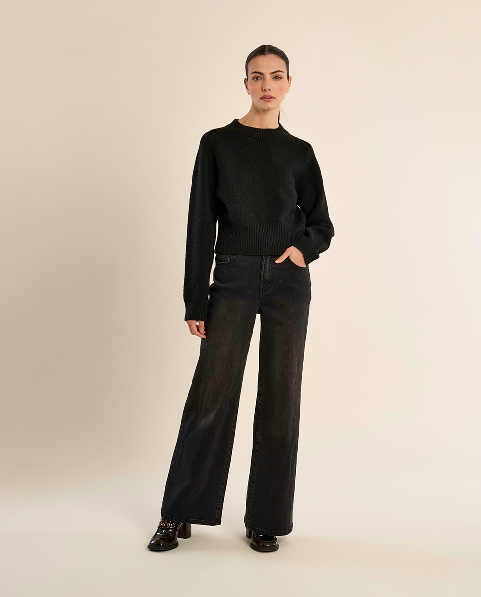 Jersey de mujer liso de manga larga - Molly Bracken - Negro Negro-1