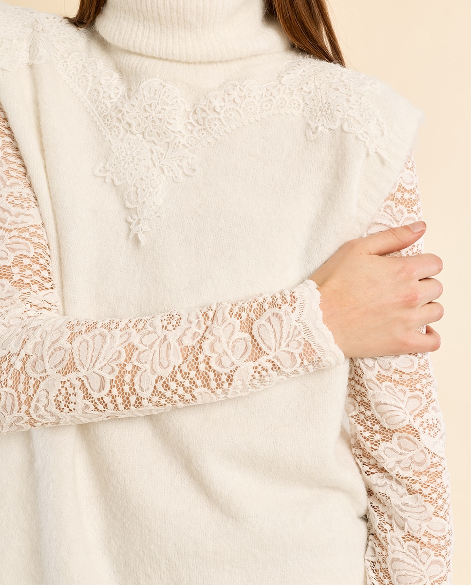 Jersey de mujer de manga sisa detalle bordado - Molly Bracken - Crudo Crudo-5