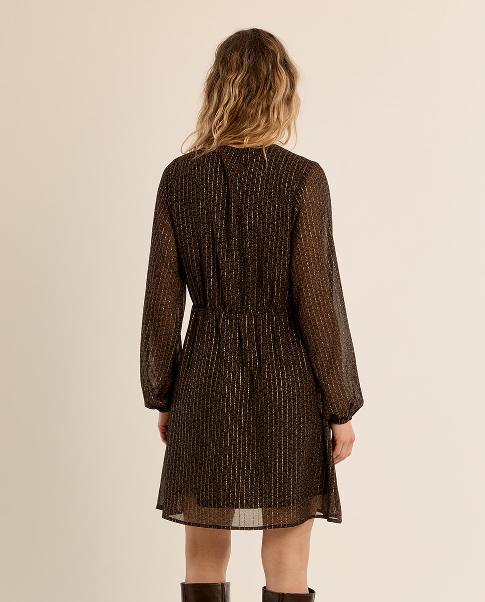 Vestido de manga larga con estampado - Molly Bracken - Negro Negro-4