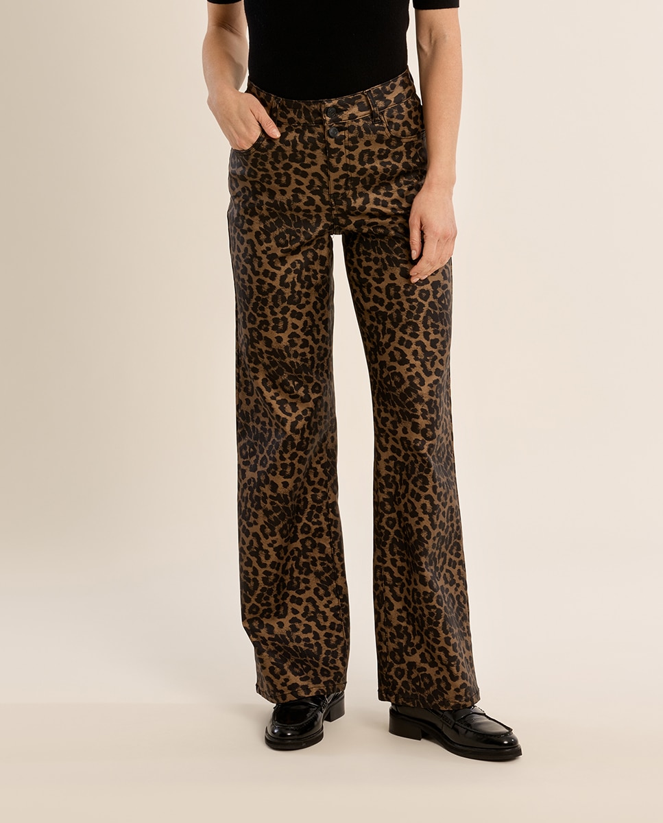 Pantalón de mujer largo con estampado - Molly Bracken - Camel Camel-2