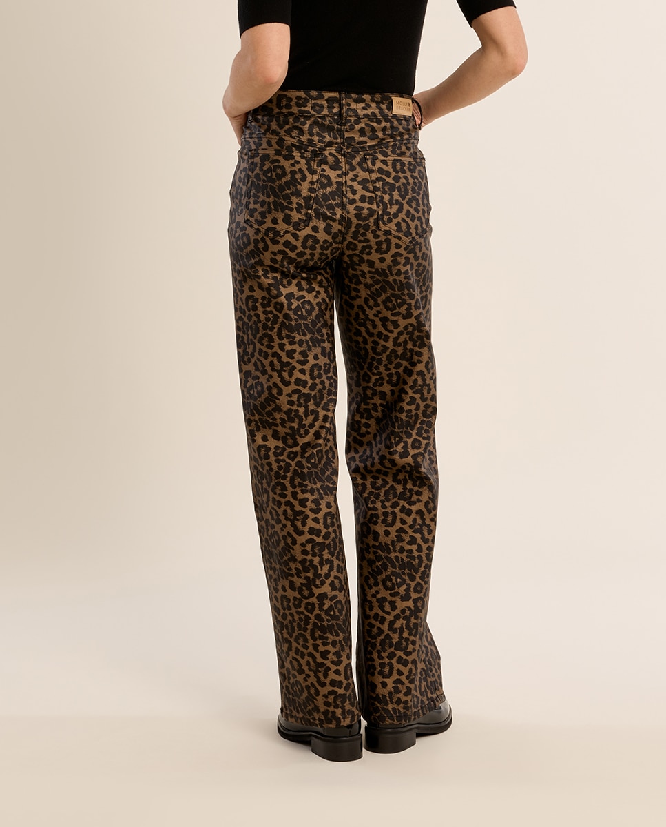 Pantalón de mujer largo con estampado - Molly Bracken - Camel Camel-4