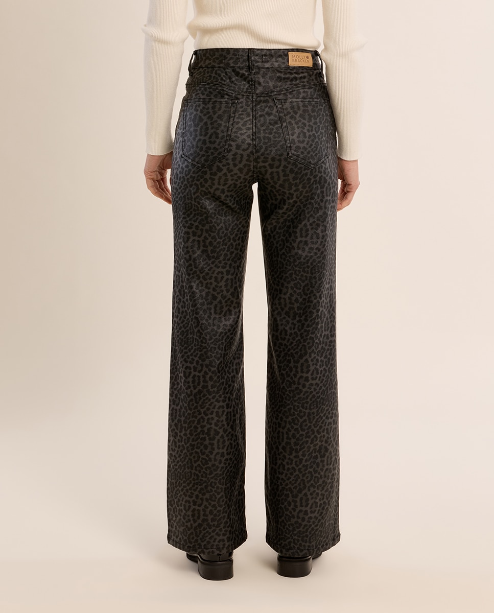 Pantalón de mujer largo con estampado - Molly Bracken - Gris Gris-4
