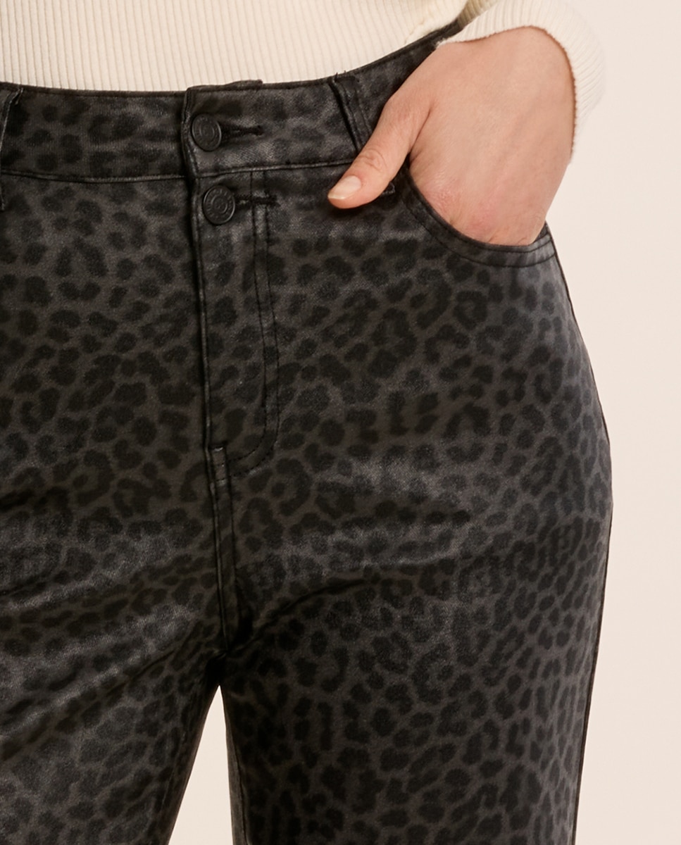 Pantalón de mujer largo con estampado - Molly Bracken - Gris Gris-5