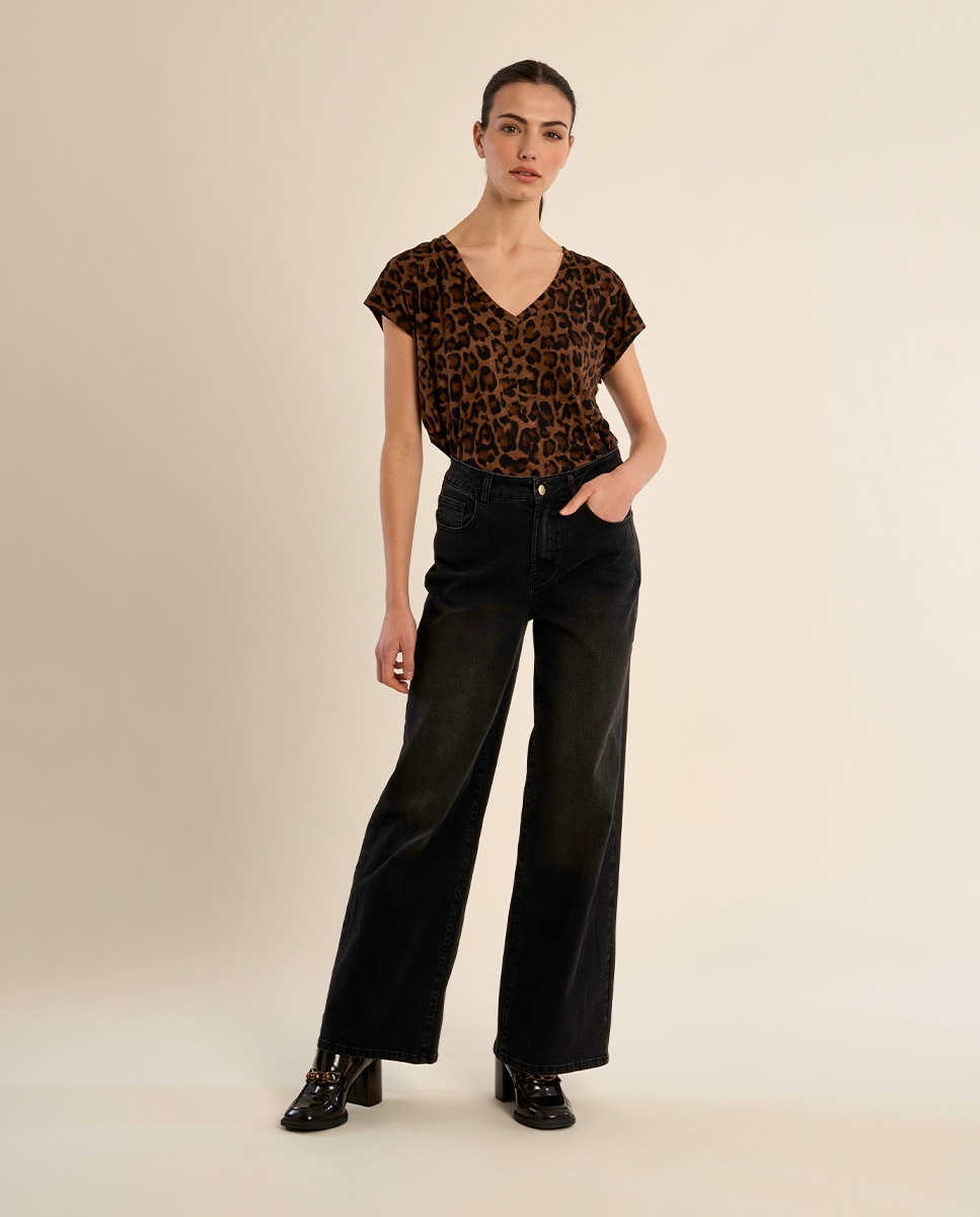 Camiseta de mujer de manga corta con estampado - Molly Bracken - Camel Camel-1