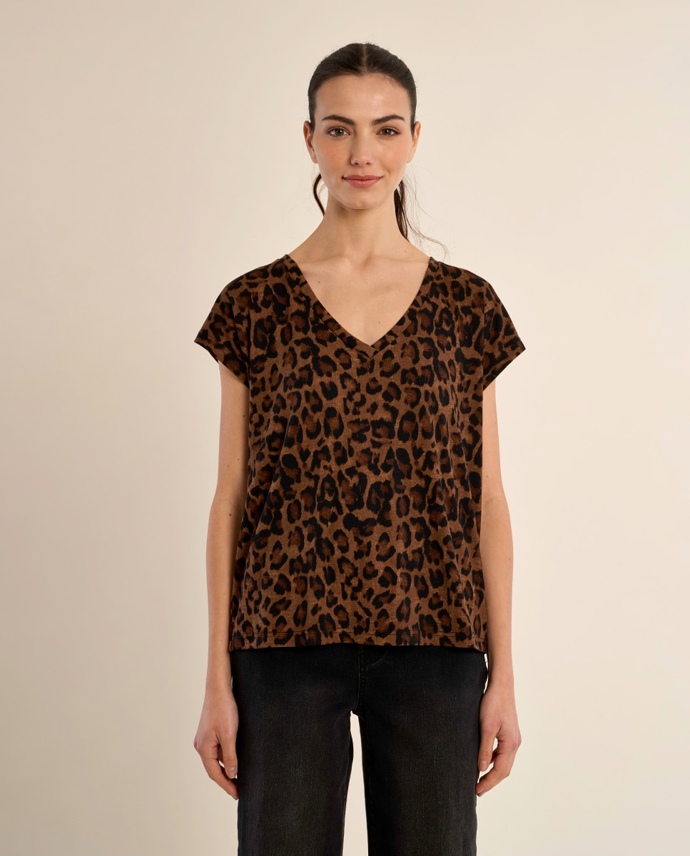 Camiseta de mujer de manga corta con estampado - Molly Bracken - Camel Camel-2