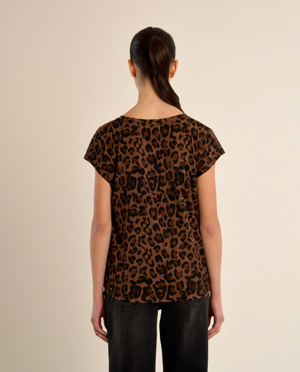 Camiseta de mujer de manga corta con estampado - Molly Bracken - Camel Camel-4