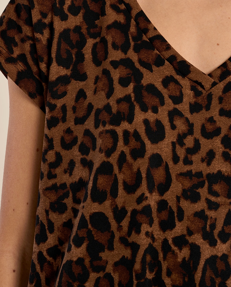 Camiseta de mujer de manga corta con estampado - Molly Bracken - Camel Camel-5
