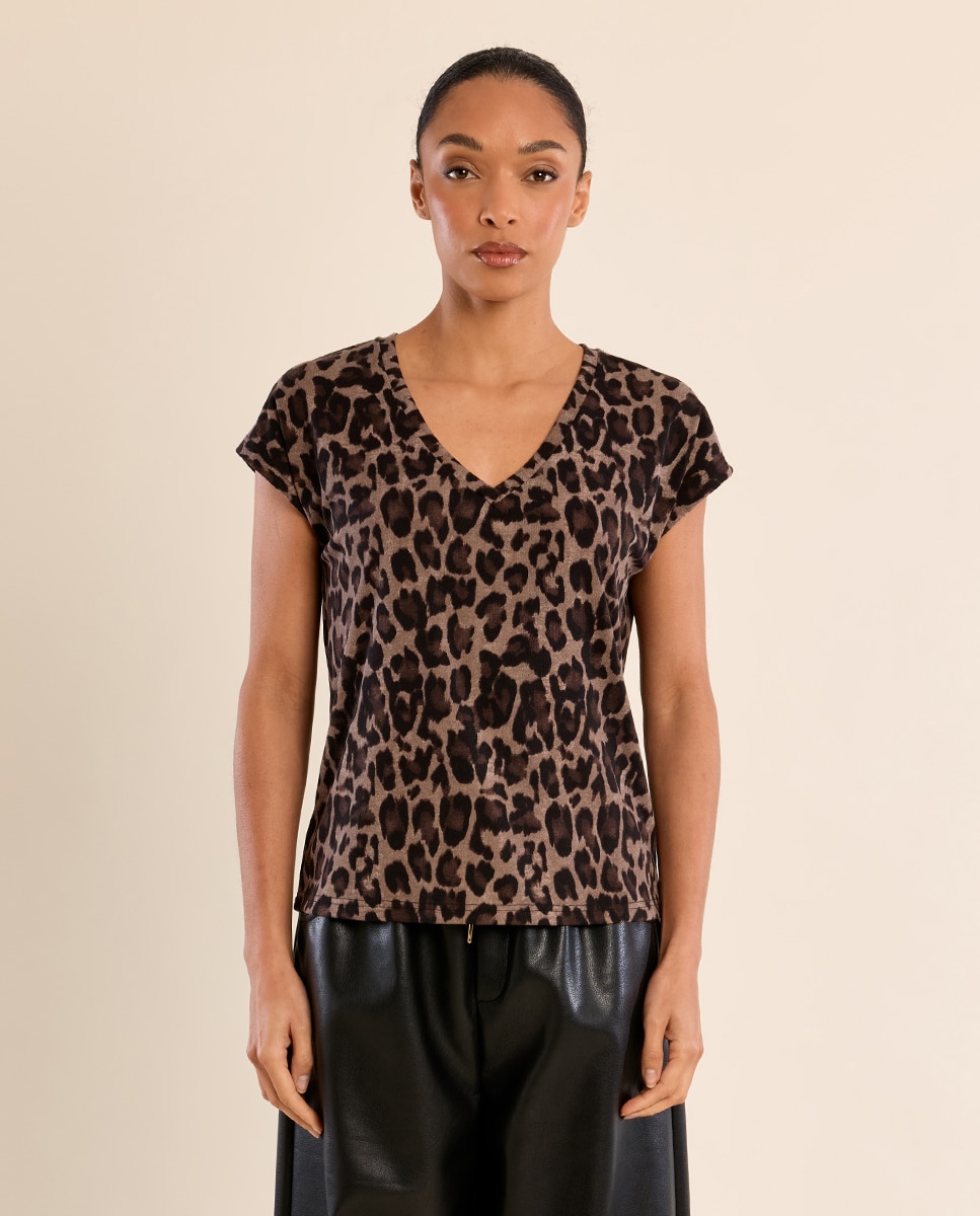 Camiseta de mujer de manga corta con estampado - Molly Bracken - Gris Gris-2