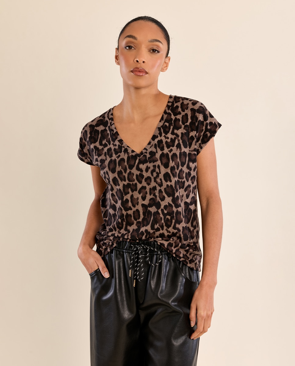 Camiseta de mujer de manga corta con estampado - Molly Bracken - Gris Gris-3