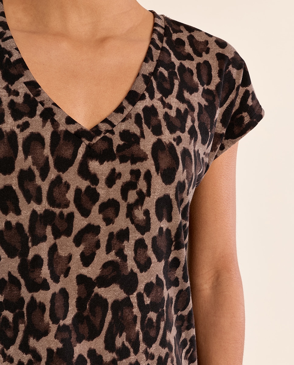 Camiseta de mujer de manga corta con estampado - Molly Bracken - Gris Gris-5